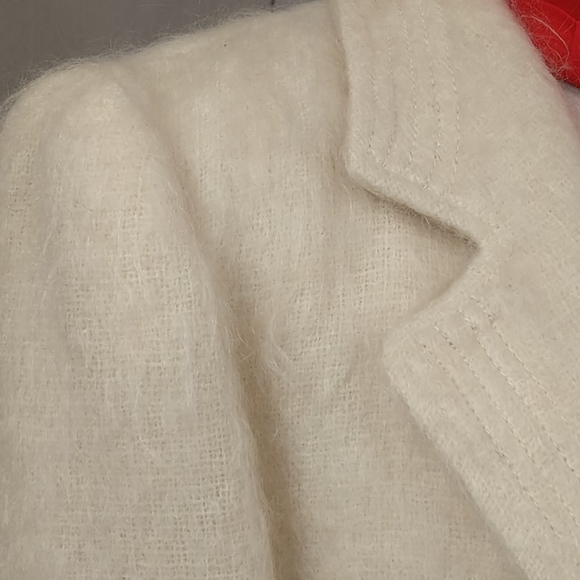 Vintage 80s / 90s Cream Mohair Blazer Jacket Deadstock Tailored Ivory Designer - Picture 2 of 12